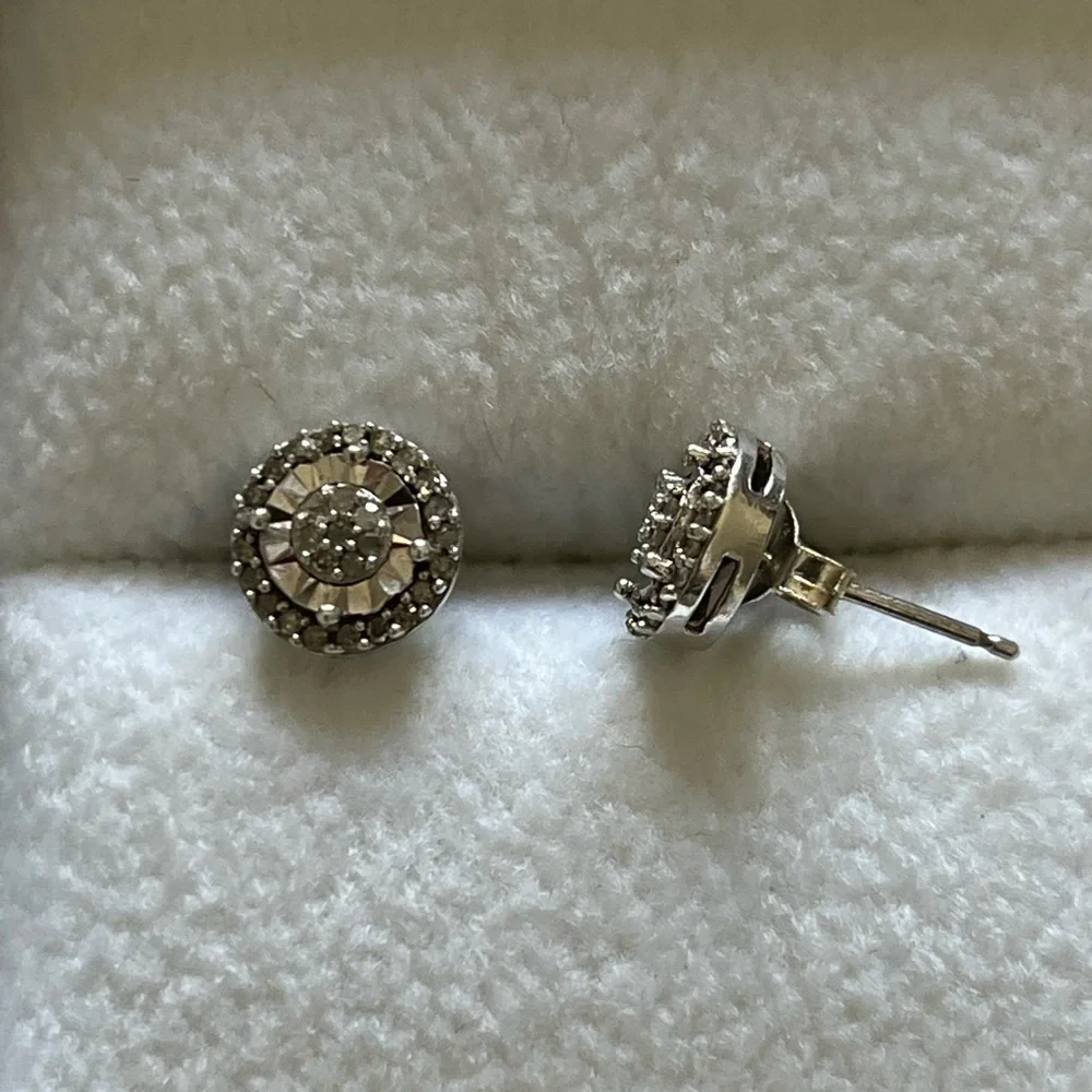 sterling silver diamond earrings - Picture 4 of 4